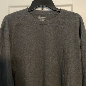 LL Bean Mens Large Long Sleeve Grey T-Shirt, Traditional Fit